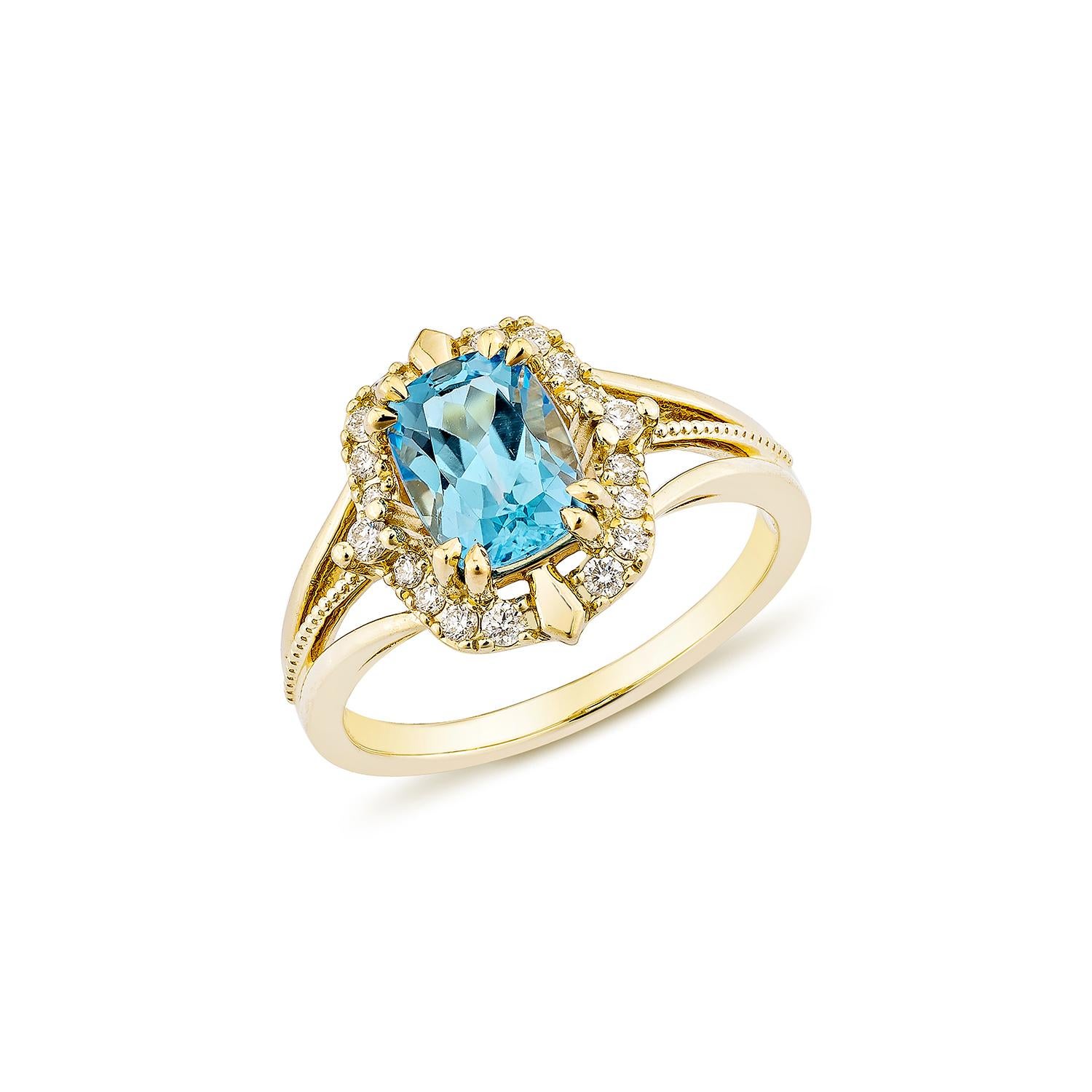 Sunita Nahata 1,75 Karat Schweizer Blautopas Fancy Ring in 14KYG mit Diamant. (Zeitgenössisch) im Angebot