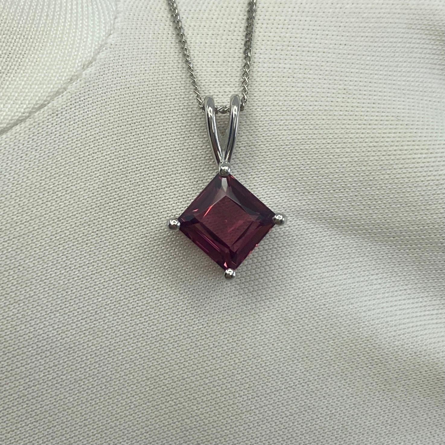 Women's or Men's 1.75 Carat Vivid Pink Purple Rhodolite Garnet 950 Platinum Pendant Necklace For Sale
