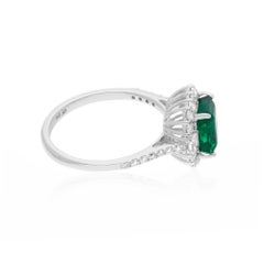 1.75 Carat Zambian Emerald Ring 0.70 Carat Diamond 14 Karat White Gold Jewelry