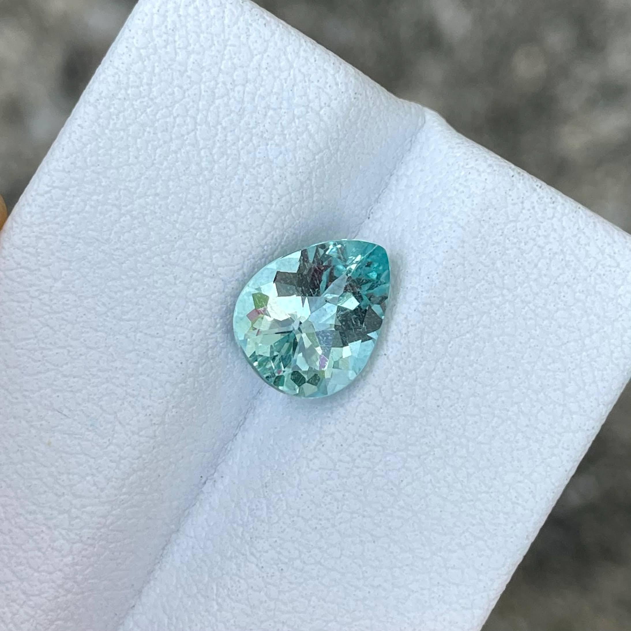 Weight 1.75 carats 
Dimensions 9.6x7.6x5.2 mm
Treatment none 
Origin Africa 
Clarity VS
Shape pear 
Cut Faceted 



This 1.75 carat blue aquamarine is a stunning natural gemstone with a unique marquise cut that emphasizes its captivating clarity and