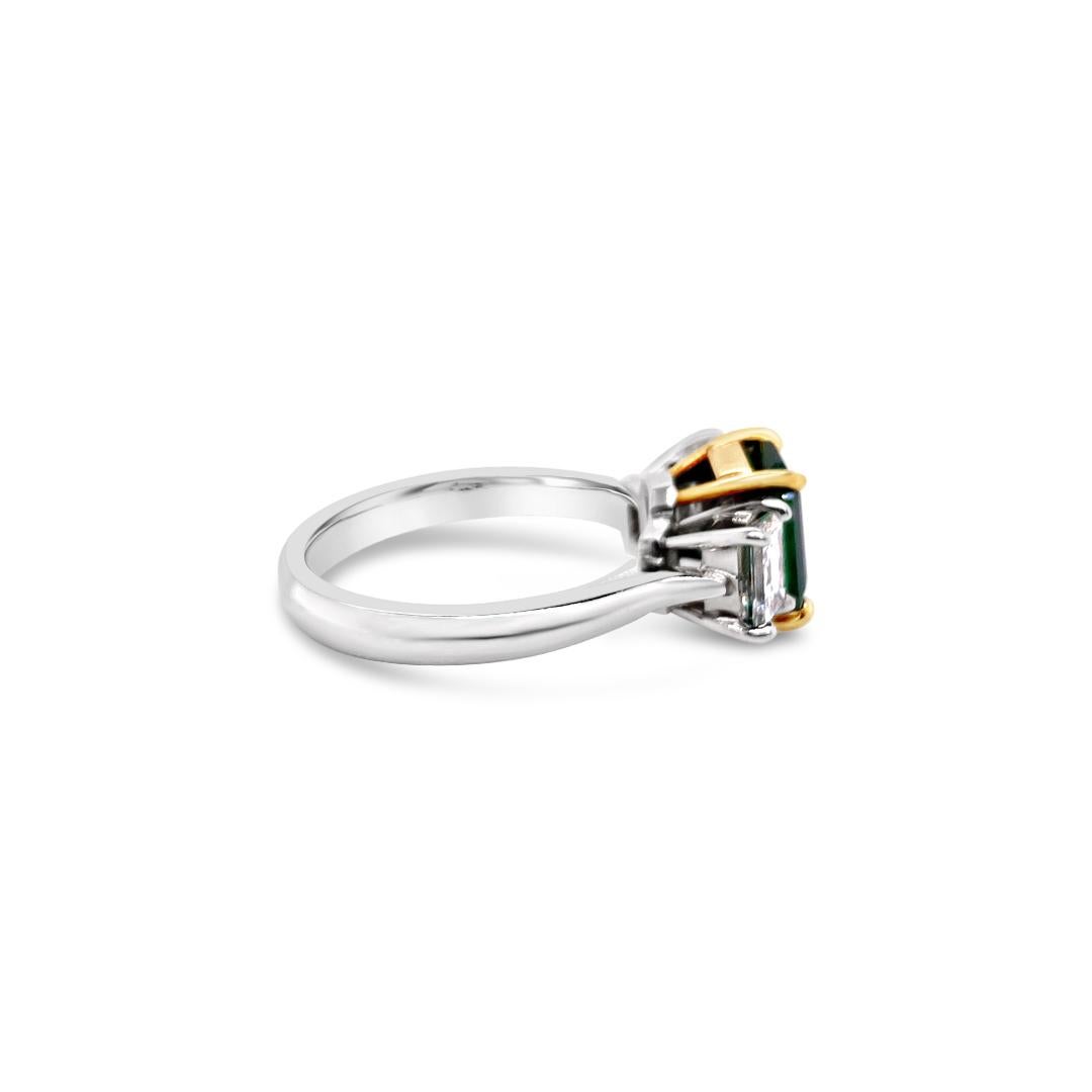 Emerald Cut 1.75 Carat Emerald and Diamond Ring in Platinum