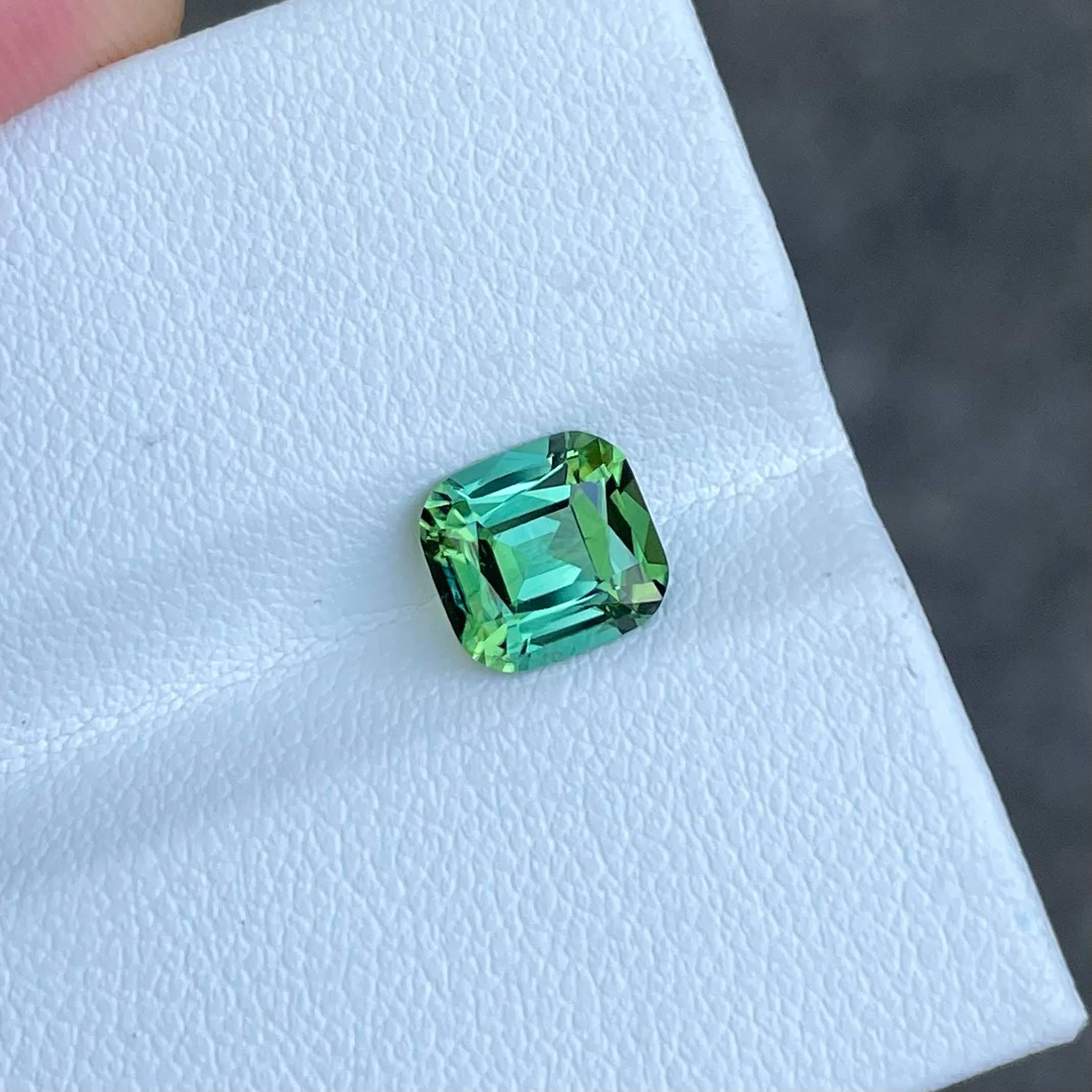 Modern 1.75 carats Mint Green Tourmaline Fancy Cushion Cut Natural Afghan Gemstone For Sale