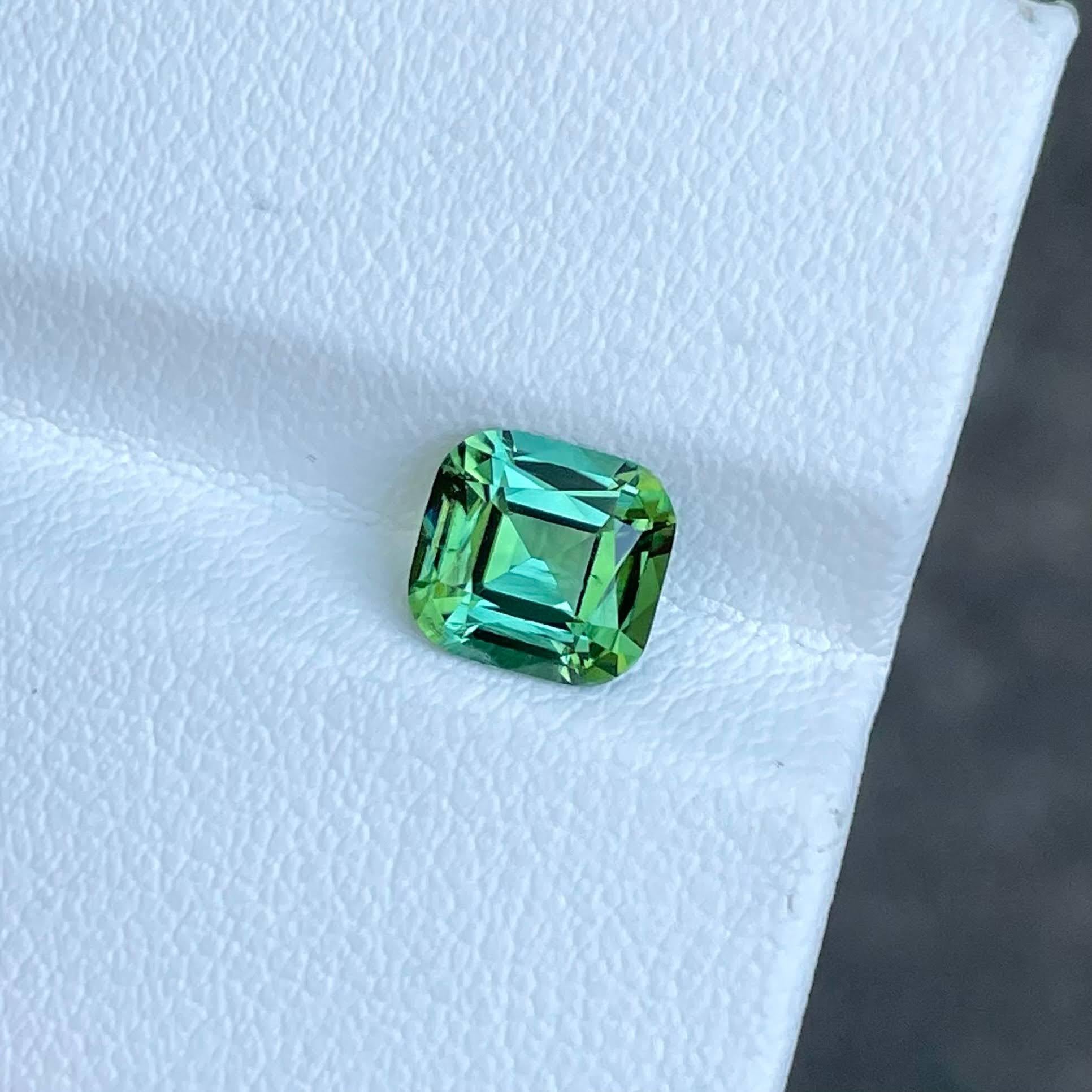 Women's or Men's 1.75 carats Mint Green Tourmaline Fancy Cushion Cut Natural Afghan Gemstone For Sale