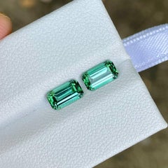 1.75 carats Mint Green Tourmaline Stone Pair Emerald Cut Afghan Gemstone