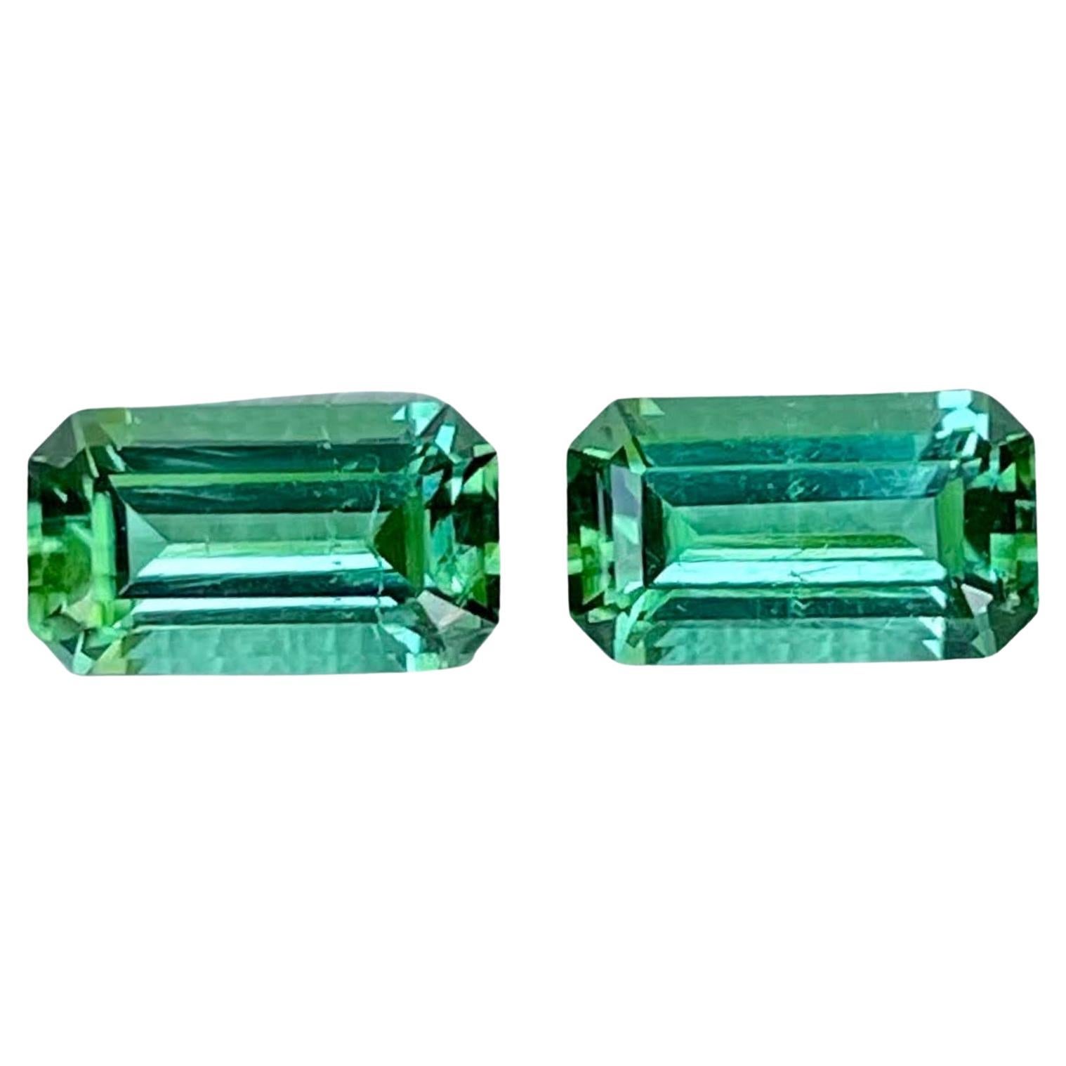 1,75 quilates Pareja de piedras turmalina verde menta talla esmeralda gema afgana
