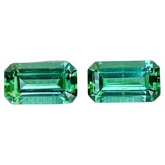 1,75 quilates Pareja de piedras turmalina verde menta talla esmeralda gema afgana