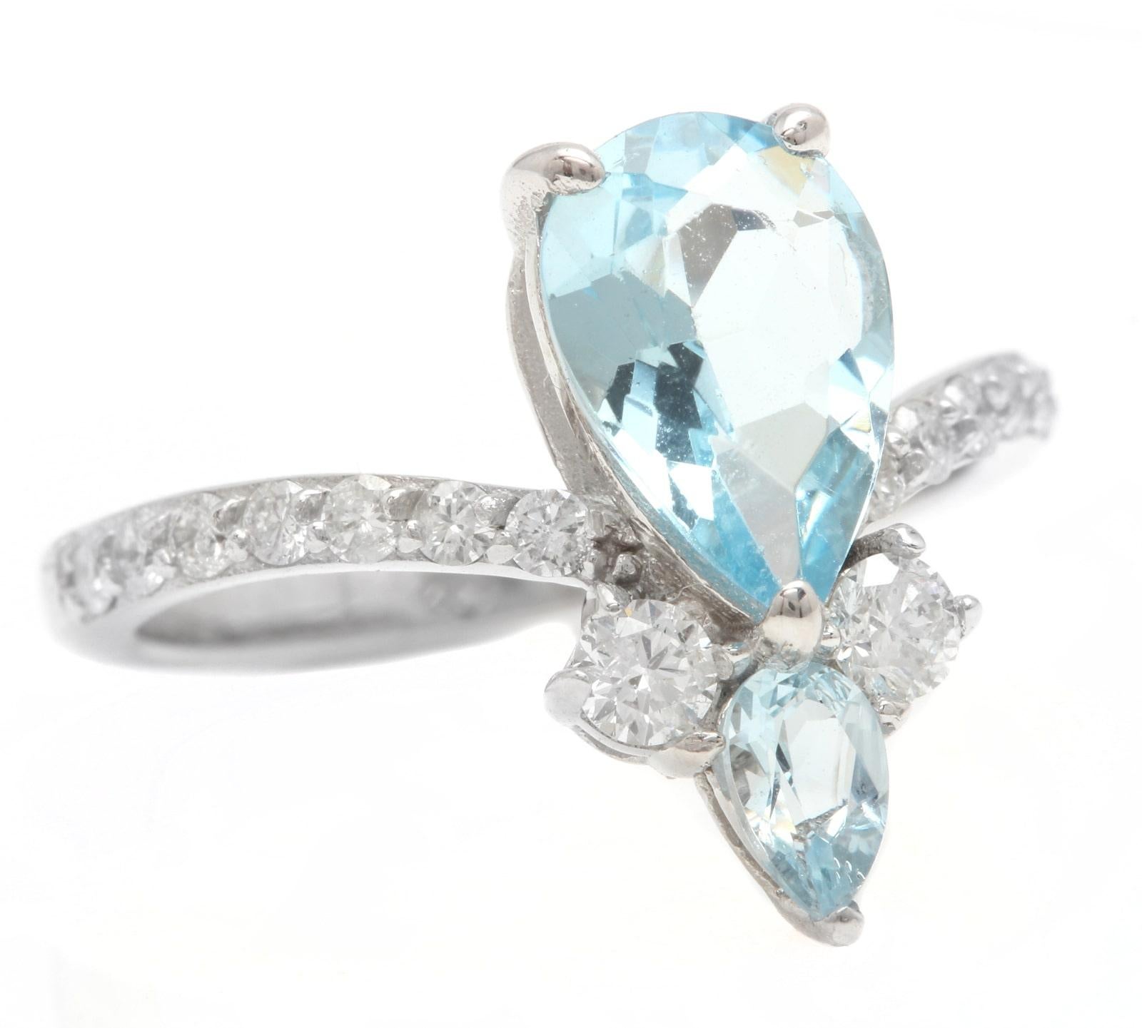 1.75 Carats Natural Aquamarine and Diamond 14K Solid White Gold Ring

Suggested Replacement Value $5,000.00

Total Natural Aquamarine Weight is: Approx. 1.50 Carats 

Center Aquamarine Measures: Approx. 9.70 x 7.00mm

Natural Round Diamonds Weight: