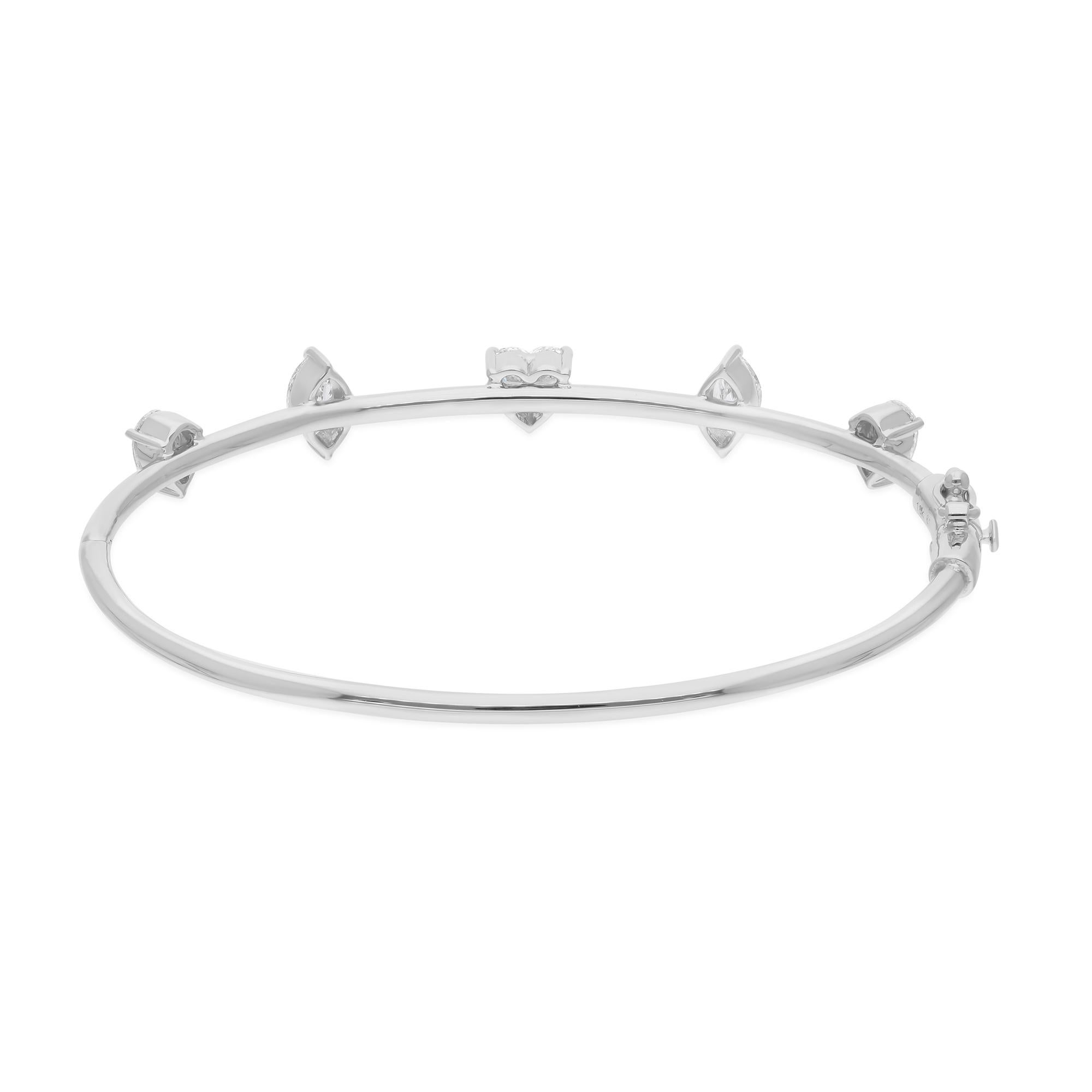 Marquise Cut 1.75 Ct H/SI Natural Multi Diamond Bangle 14K White Gold Bracelet New Year Gift For Sale