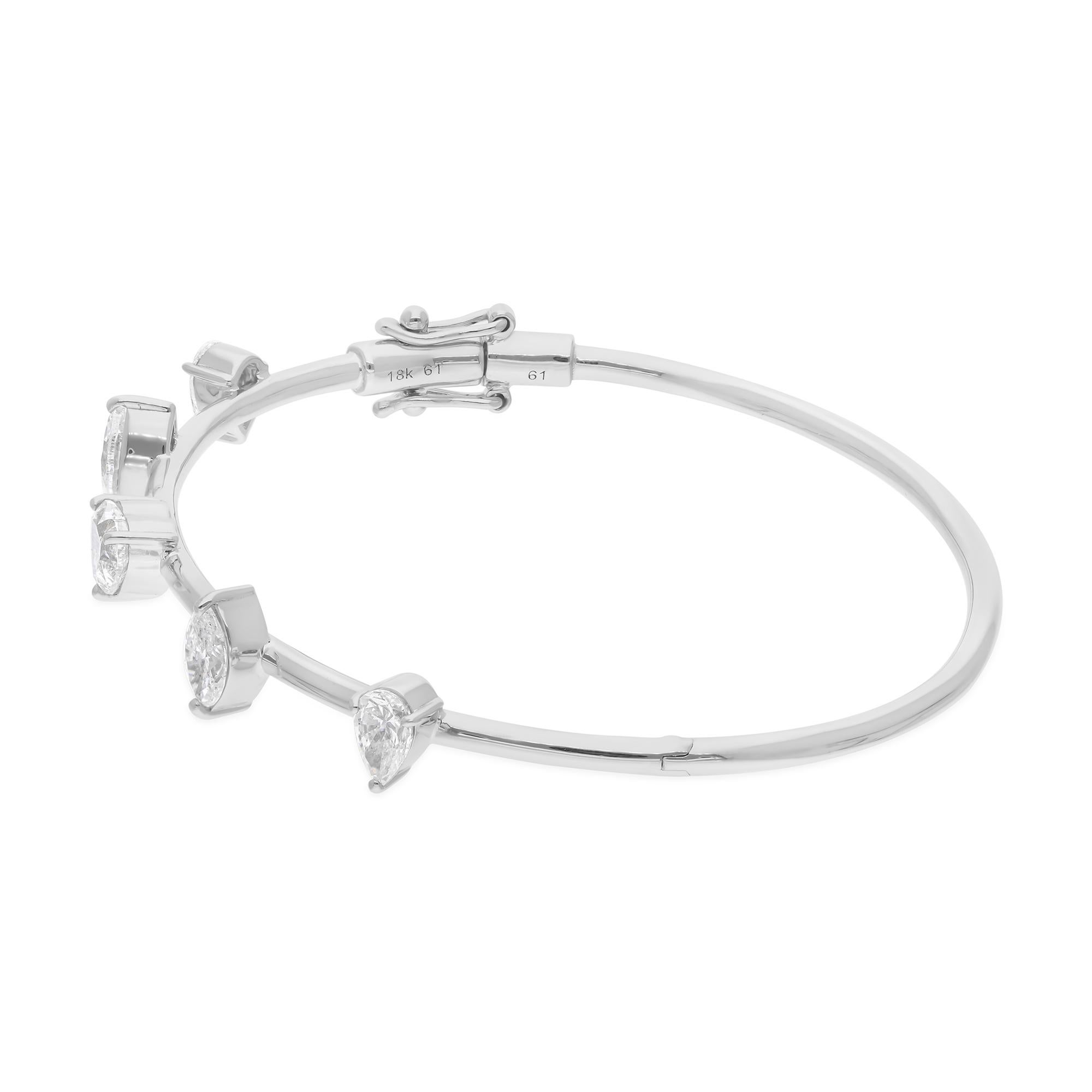 1.75 Ct H/SI Natural Multi Diamond Bangle 14K White Gold Bracelet New Year Gift In New Condition For Sale In Diera, Dubai