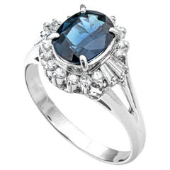 1.75 Ct Natural Sapphire and 0.31 Ct Natural Diamonds Ring