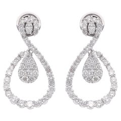 1,75 ct SI Claridad Color HI Pendientes Colgantes de Diamantes Joyas de Oro Blanco de 14 Kilates