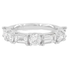 1,75 ct Gesamtgewicht Runder Brillant & Baguetteschliff Diamant Ehering