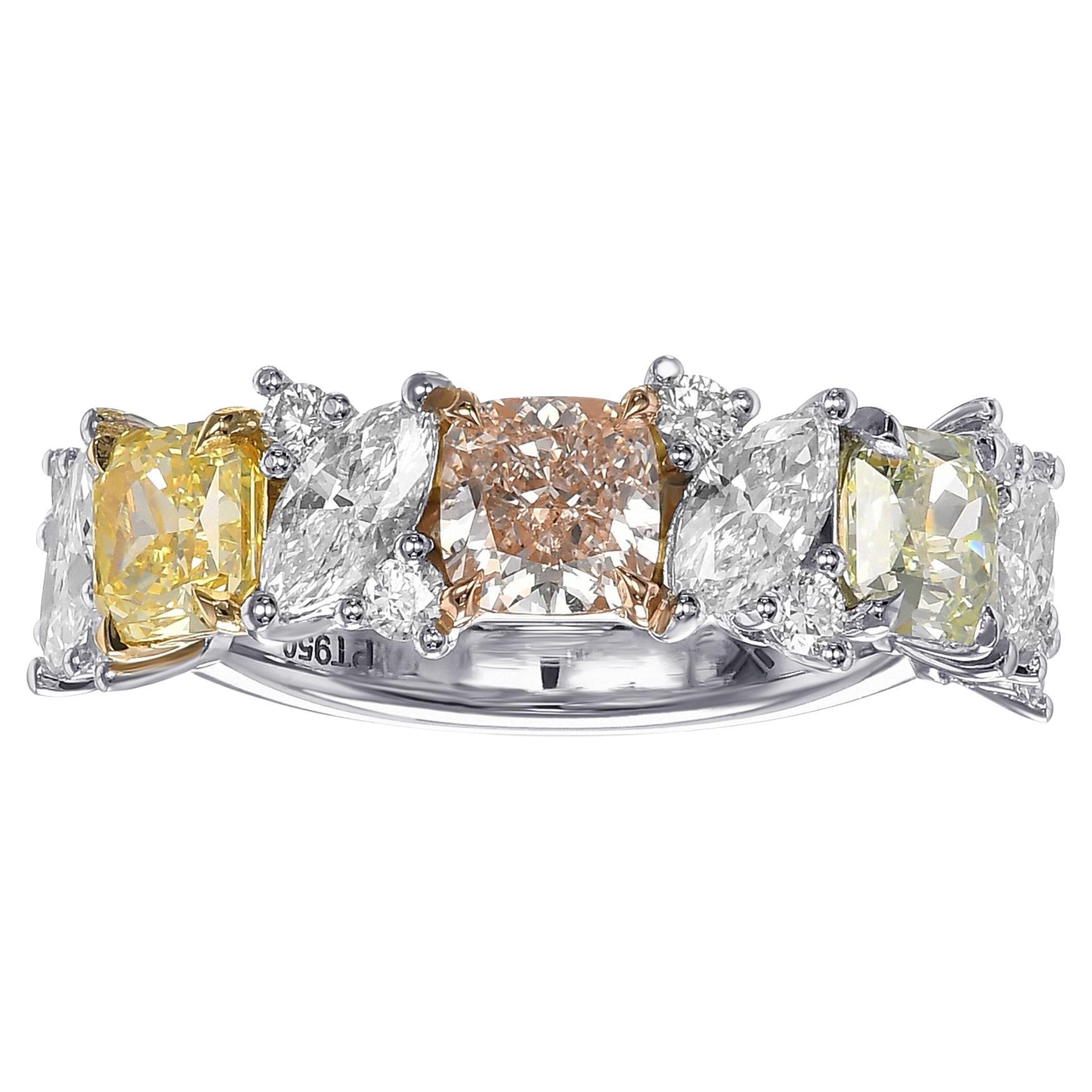 1.75 cts CS's GIA Certified Multicolor Extraordinary Diamond Cluster Ring