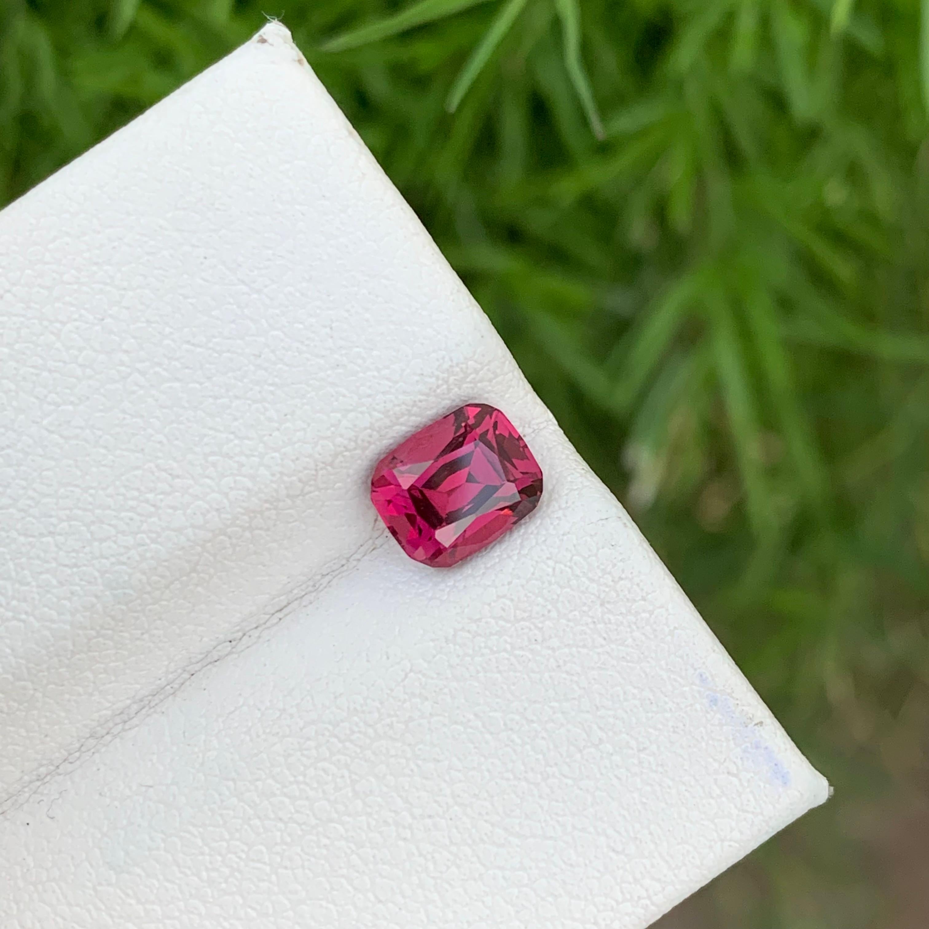 Natural Loose Garnet
Weight: 1.75 Carats 
Dimension: 7.2x5.9x4.7 Mm
Origin: Tanzania Africa 
Shape: Cushion 
Color: Pink Red
Treatment: Non
Rhodolite garnet, a member of the garnet family, is a gemstone celebrated for its captivating pink to