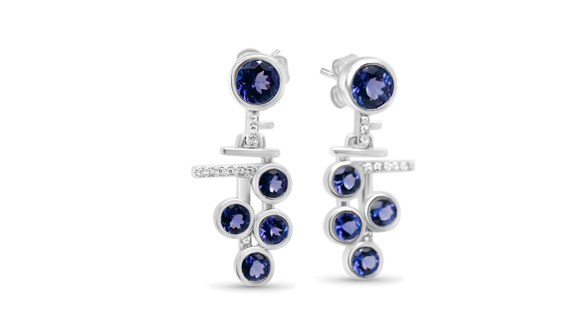Round Cut 1.50 Cts Round Tanzanite Drop Dangle Earrings 925 Sterling Silver Bridal Earring For Sale