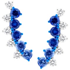 Boucle d'oreille en or blanc 18 carats avec saphir bleu naturel/diamant VS de 1,75 carat