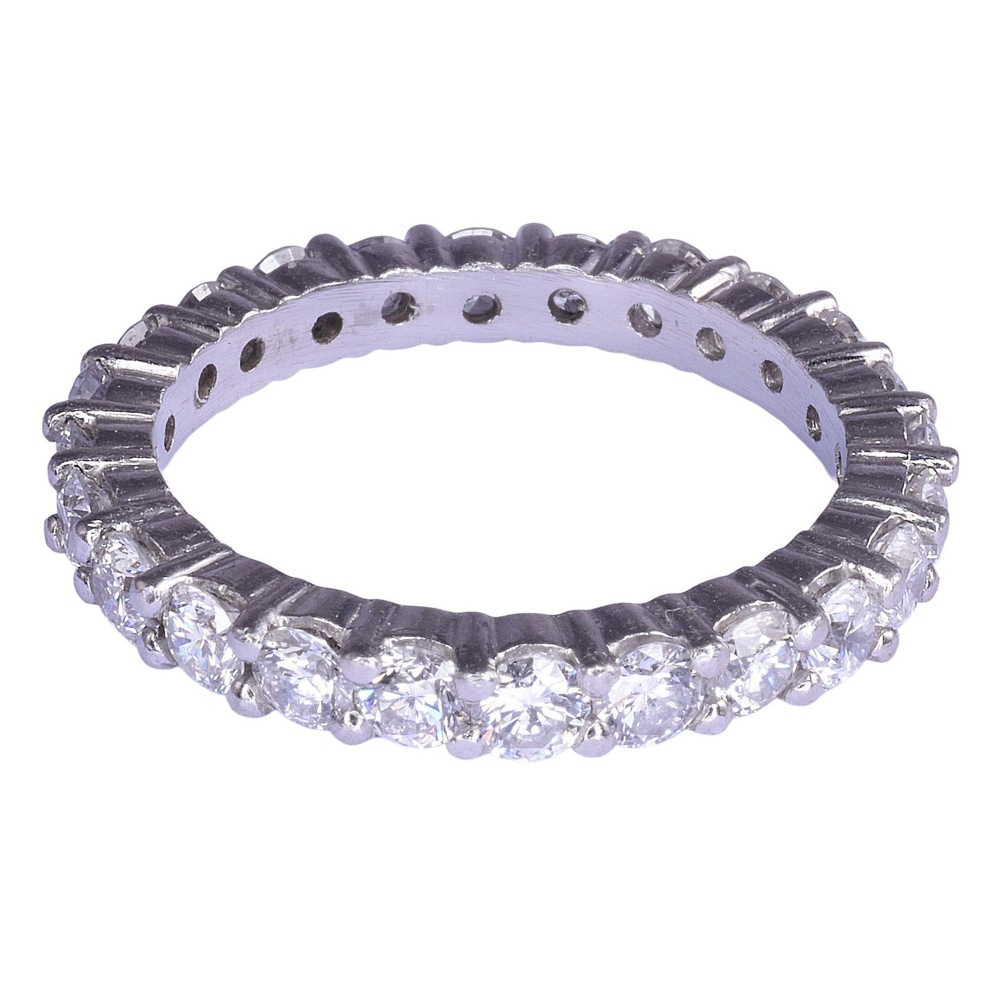 1.75 CTW Diamond Platinum Eternity Band In Good Condition For Sale In Solvang, CA