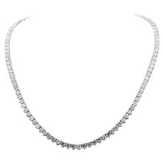 17.5 CTW Round Cut Natural Diamond Tennis Necklace 14 Karat White Gold 16 Inches