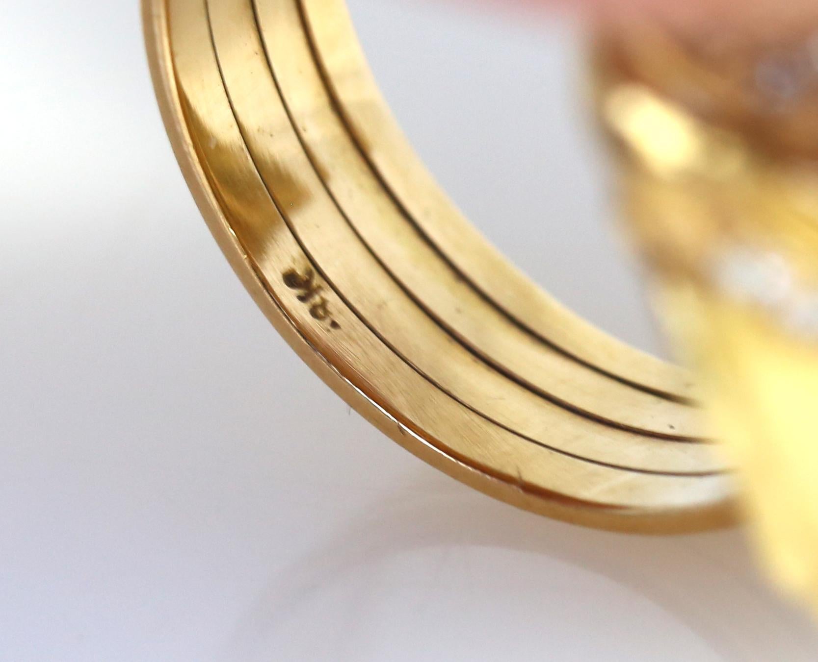 17,5 mm Perle Südseediamanten 18 K Gelbgold Blumenring, 1970 im Angebot 4