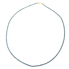 Vintage 17.5" Natural Blue Diamond(14.50 Carat) Necklace in 14 Karat Yellow Gold