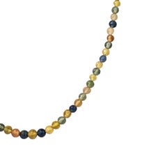 17.5" Natural Multicolor Sapphire (56.00ct) Necklace in 14 Karat White Gold