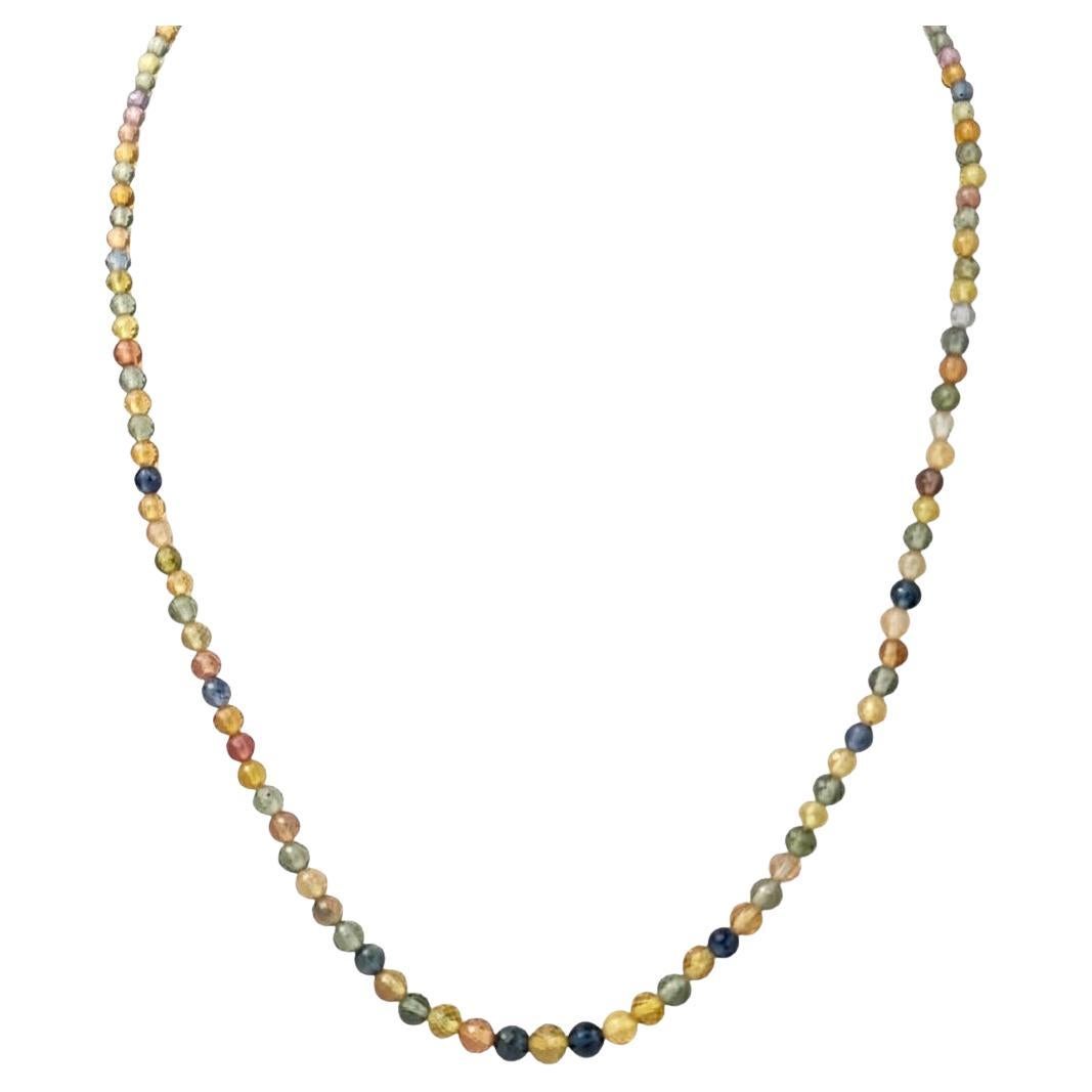 Collana da 17,5" con zaffiro naturale multicolore (56,00ct) in oro bianco 14 carati