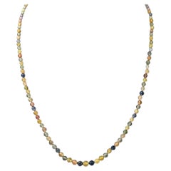 17.5" Natural Multicolor Sapphire (56.00ct) Necklace in 14 Karat White Gold