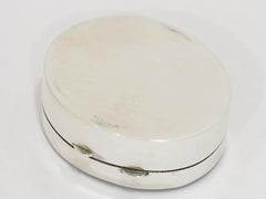 1.75" Sterling Silver Mother of Pearl Vintage English Girl w/ Bird Oval Pill Box