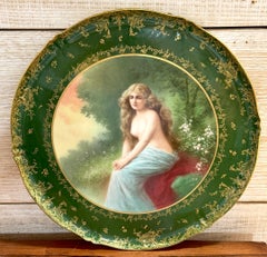 17.5" Theodore Haviland Limoges Vienna Style Portrait Charger, Solitude, c. 1900