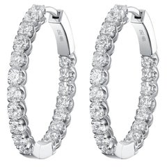 1.75 Total Carat Diamond Hoop Earrings in 18 Karat White Gold