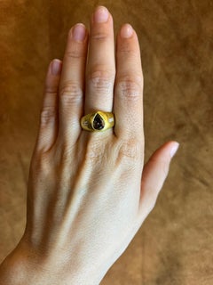 1.75 Total Carat Pear and Baguette Diamond 22K Gold 3-Stone Ring