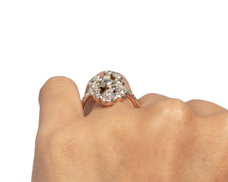 1.75 Total Carat Weight 14k Yellow Gold and Platinum Top Cocktail Ring