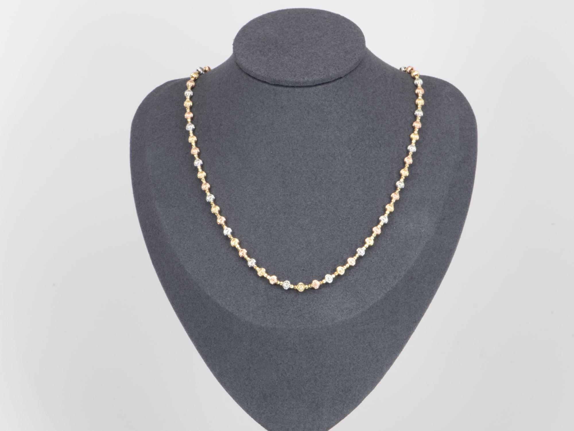 tri color 18k gold necklace
