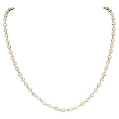 17,5" Dreifarbige Halskette aus massivem 18K Gold mit Diamantschliff und funkelnden Perlen 11g+ schwer 4mm