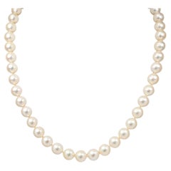 Vintage Japanese Akoya Pearl Necklace, 14K Yellow Goldfill Clasp, 17.5"