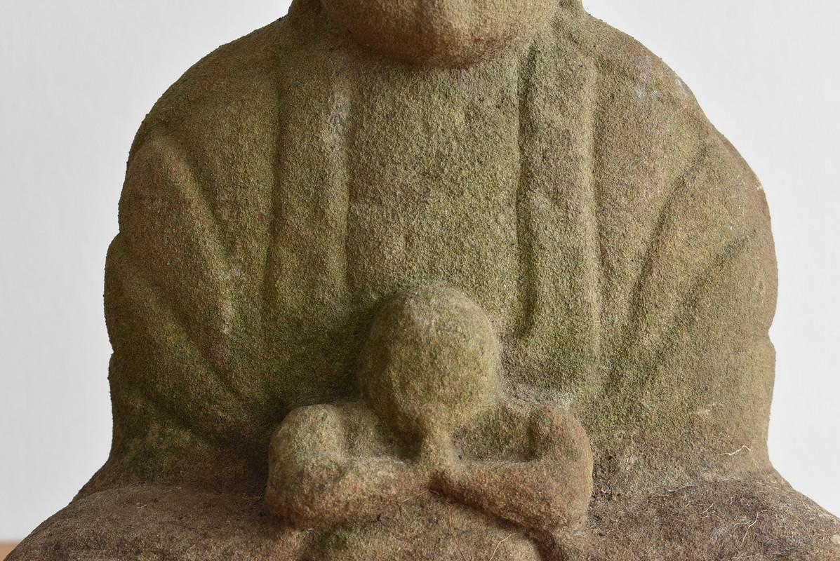 1750-1850 Japanese Old Stone Buddha /Bodhisattva/ Garden Figurine/Edo Period 6