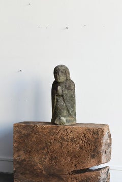 1750-1850 Japanese Old Stone Carving God / like a Stone Buddha / Garden Figurine