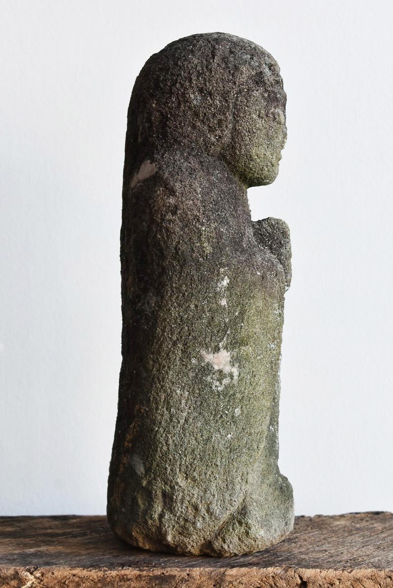 1750-1850 Japanese Old Stone Carving God / like a Stone Buddha / Garden Figurine 2