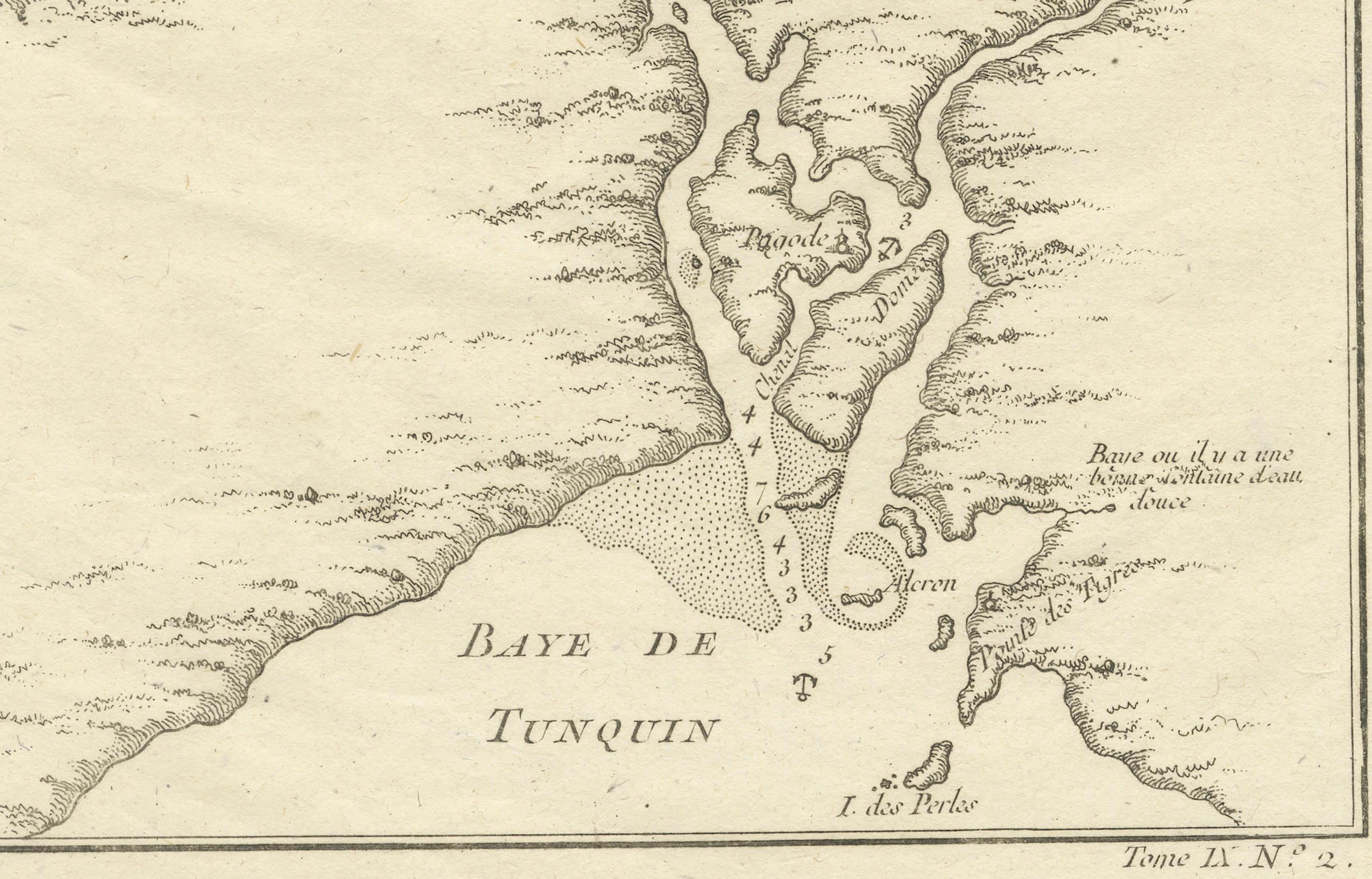 Titre :  Carte de Bellin de 1750 de la rivière Rouge et de Hanoi, Vietnam  

Description :  Cette carte française finement gravée du XVIIIe siècle, intitulée Carte du Cours de la Rivière de Tunquin, a été créée par le célèbre cartographe