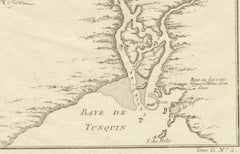 1750 Bellin Map of the Red River (Tonkin River) and Hanoi, Vietnam
