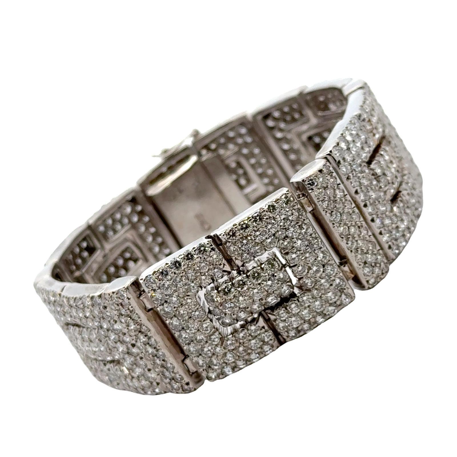 Modernes Gliederarmband aus 18 Karat Weißgold mit 17,50 Karat Diamanten Damen