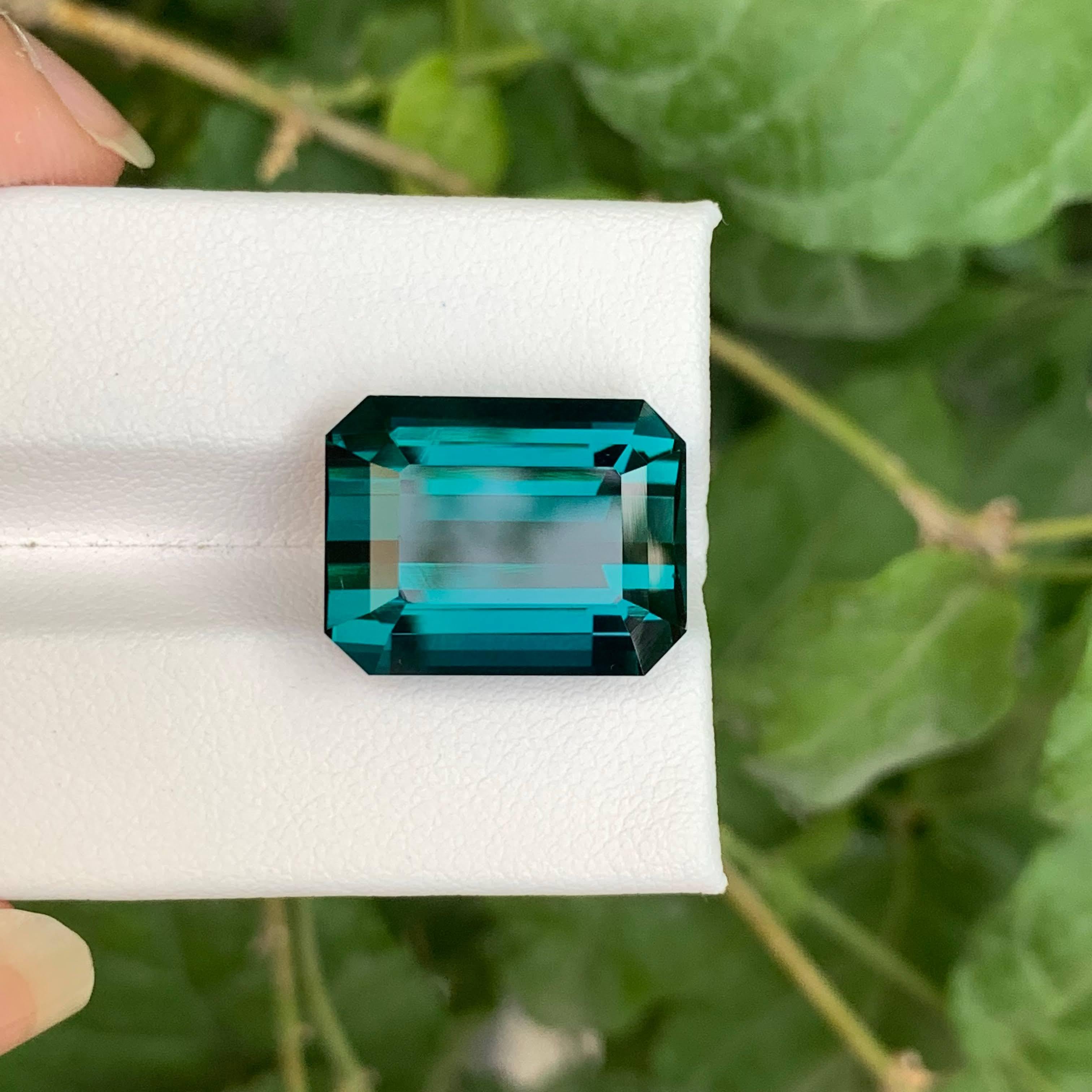 17,50 Karat Lose Blauer Turmalin Stein Smaragdschliff Natürlicher Afrikanischer Edelstein (Moderne) im Angebot