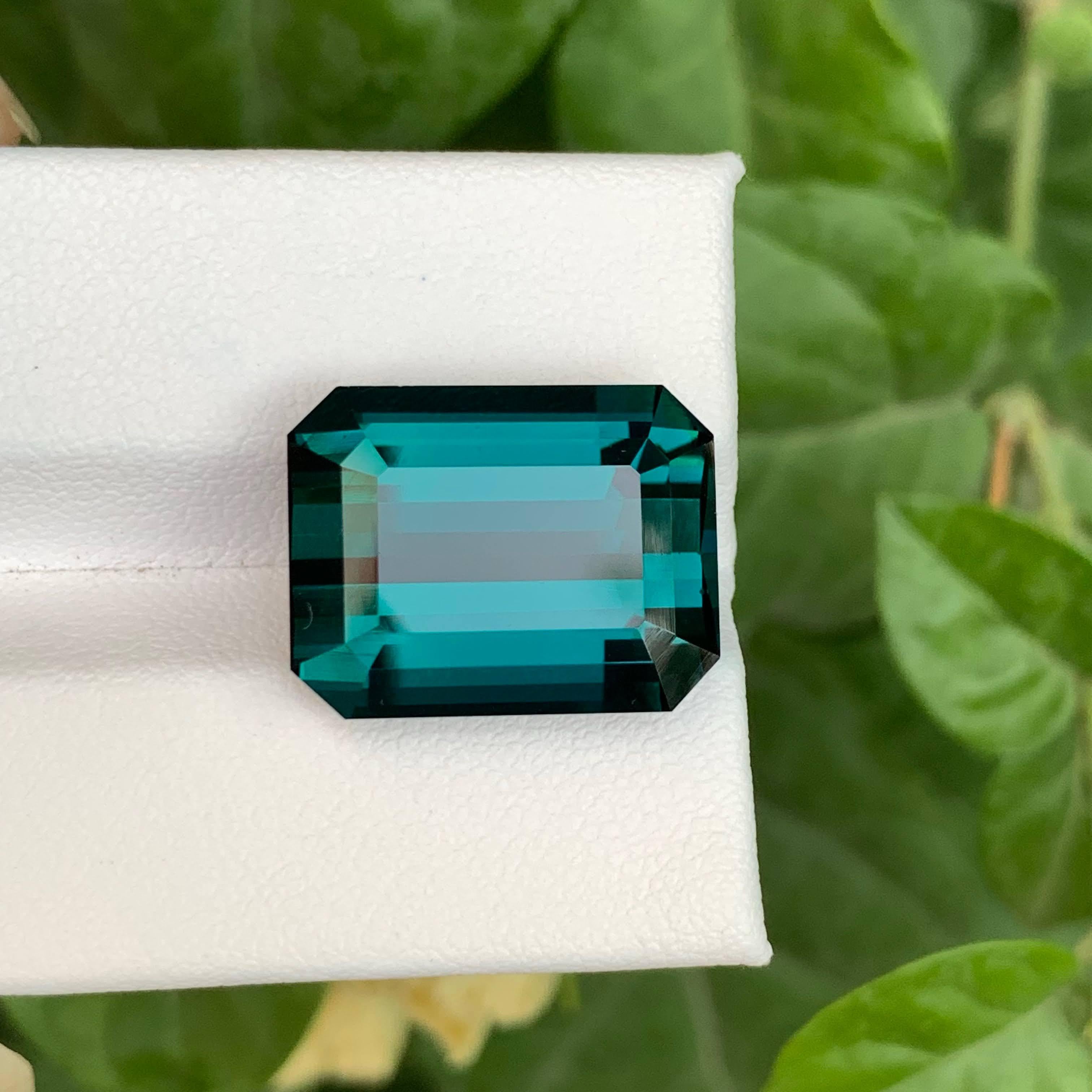 17,50 Karat Lose Blauer Turmalin Stein Smaragdschliff Natürlicher Afrikanischer Edelstein im Angebot 3