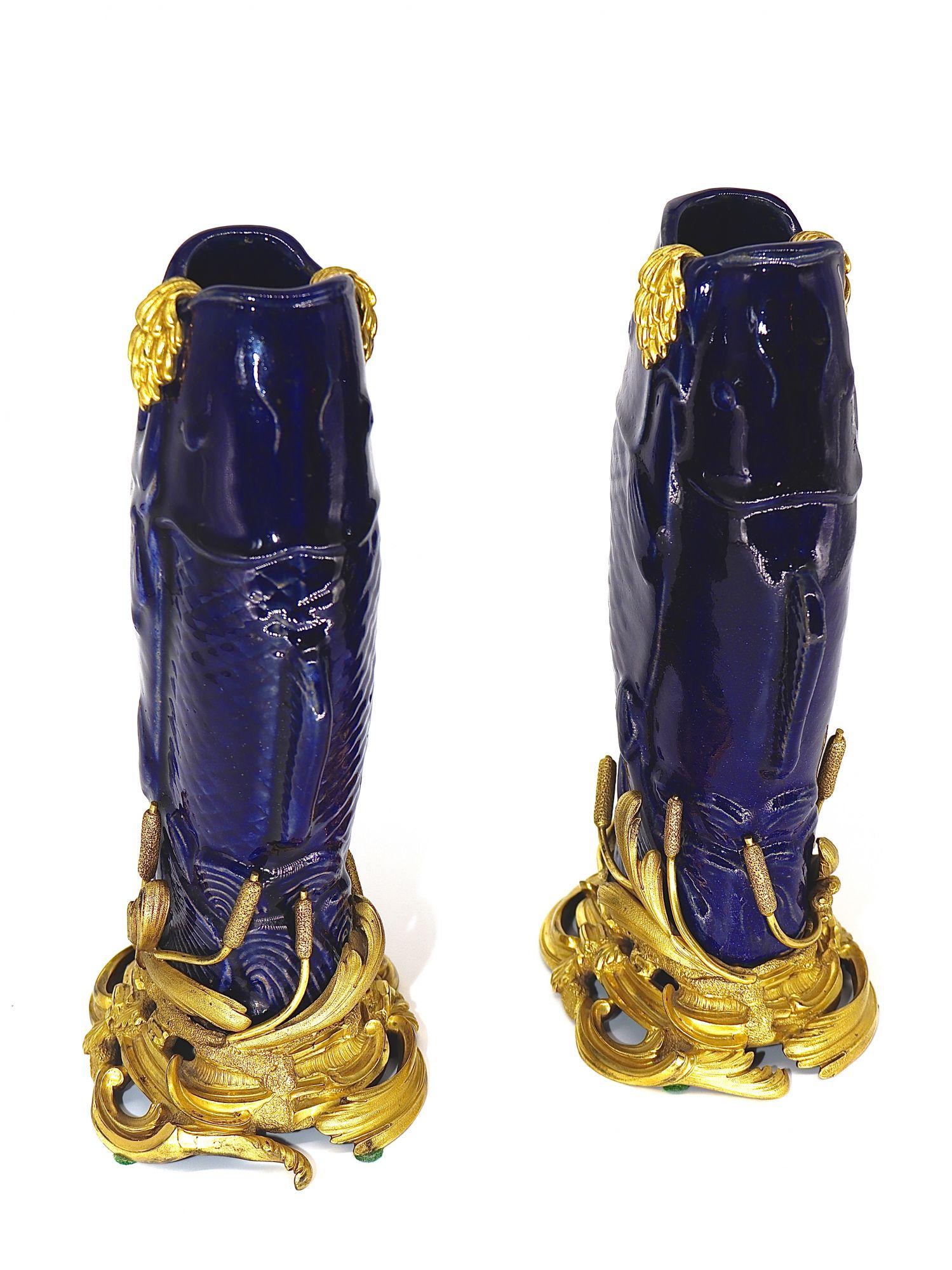 18th Century 1750 Circa, a Pair of Mounted Porcelain Karp Shaped Vases For Sale