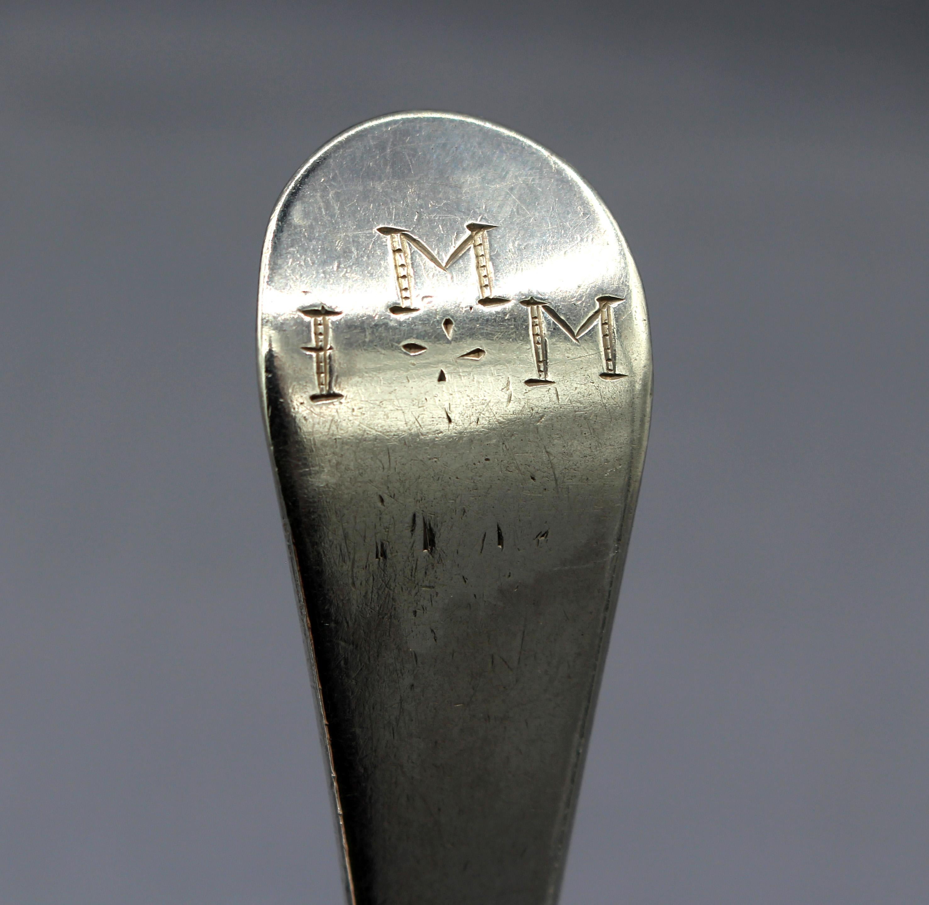 George II 1750 Hanoverian Pattern Sterling Silver Tablespoon by Marmaduke Daintrey For Sale