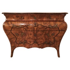 18th Century Italian Cabinetmakers Baroque Inlaid Walnut Chest of Drawers