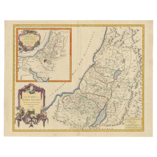 1750 Map of the Holy Land: The Land of Canaan and the Twelve Tribes