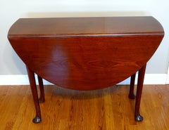 1750 Queen Anne Table with Oval Drop Leaves on Turned Legs