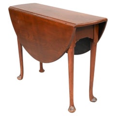 1750 Queen Anne Table with Oval Drop Leaves on Turned Legs
