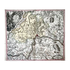 Antique 1750 Schaffhausen, Seutter, Large and Detailed Map Switzerland